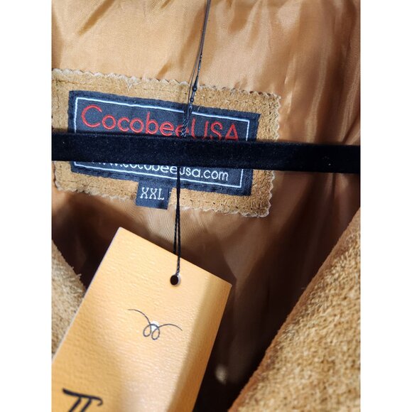 Vintage NOS Cocobee USA Mens Western "Yellowstone" Suede Fringe Coat ASOTV Camel - Picture 3 of 6